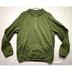 Browning Jaxon Sweater Mens Large Heather Green Stretch Knit 1/4 Zip Warm Wear